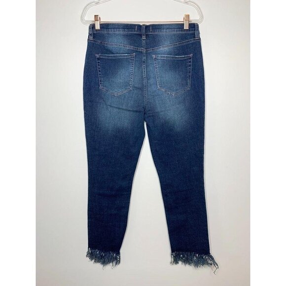 Free People Jeans Women 31 Skinny Frayed Hem Distressed Great Heights NWOT - Picture 2 of 5